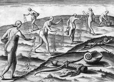 Ceremonia de las mujeres de la tribu Potano de Theodor de Bry