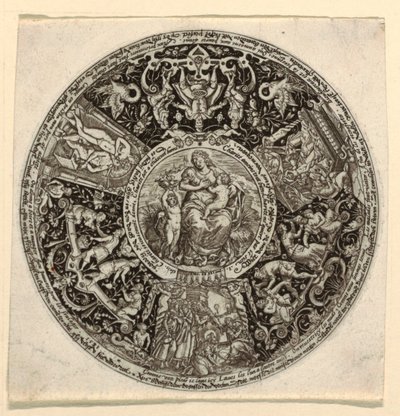 Diseño para una taza grabada con una alegoría de la caridad de Theodor de Bry