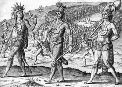 El potano indio Utina y sus tropas de Theodor de Bry