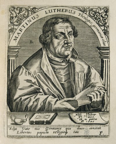 LUTHER, Martin (1483-1546). Reformador religioso alemán. Grabado. ESPAÑA. MADRID (COMUNIDAD AUTÓNOMA). Madrid. Biblioteca Nacional de Theodor de Bry