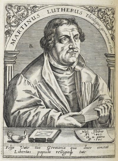 Martín Lutero. (1483-1546). Reformador religioso alemán y fundador de la Reforma. Retrato. de Theodor de Bry