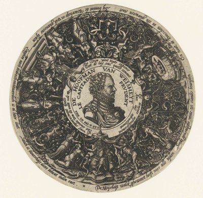 Medallón con el busto del Capitán de la Sabiduría, Theodor de Bry, ca. 1577 - ca. 1578 de Theodor de Bry