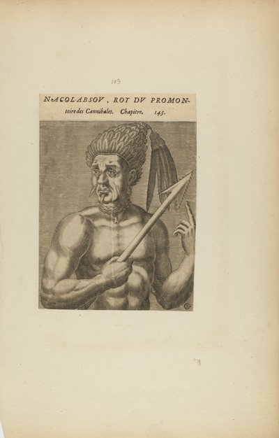 Nacol-Absov, Roi Du Promon-/toire des.... (del libro, Les Vrais Pourtraits et Vies des Hommes Illustres) de Theodor de Bry