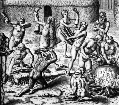 Escena de canibalismo de Theodor de Bry