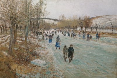 Patinadores sobre hielo en el Thaya cerca de Lundenburg de Theodor von Hormann
