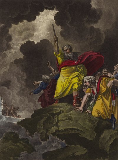 Moisés cruzando el Mar Rojo (aguafuerte) de Theodore (after) Lane