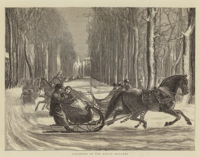 Paseo en trineo en La Haya, Holanda de Theodore Blake Wirgman