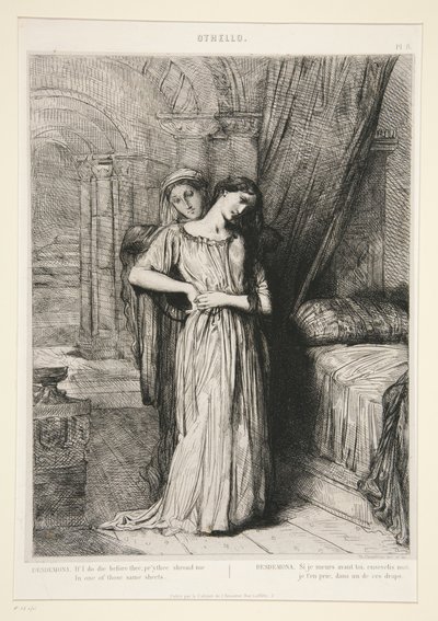«Desdémona», lám. 8 de Otelo (acto IV, escena III) de Théodore Chassériau
