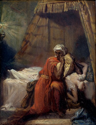 La muerte de Desdémona. Ilustración de “Otelo o el moro de Venecia” tragedia de William Shakespeare (1604) de Théodore Chassériau