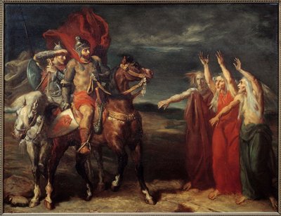 Macbeth y las tres brujas (Ilustración de la escena 3 del acto I de la obra de William Shakespeare 