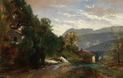Paisaje montañoso en Voreppe, Dauphiné (óleo sobre lienzo) de Théodore Fourmois