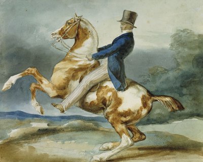 Un jinete y su caballo encabritado de Theodore Gericault