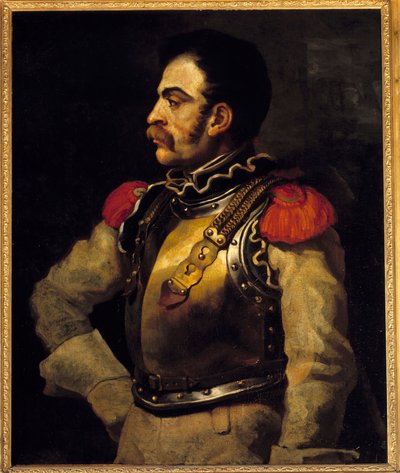 Un hombre con rifle visto de medio cuerpo. Pintura de Théodore Géricault (1791-1824) de Theodore Gericault