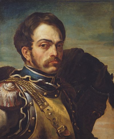 Oficial de Carabinero con su Caballo, c.1814 de Theodore Gericault