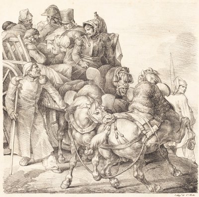 Carro lleno de soldados heridos de Theodore Gericault