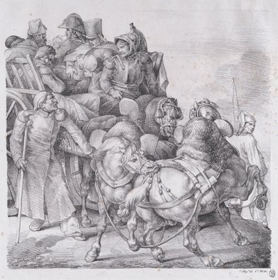 Carro cargado con soldados heridos, 1818 de Theodore Gericault