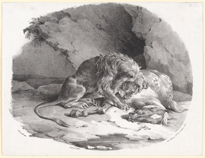 Caballo devorado por un león (A Horse Being Devoured by a Lion) de Theodore Gericault