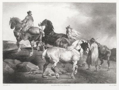 Caballos conducidos a la feria (Horses Being Led to the Fair) de Theodore Gericault