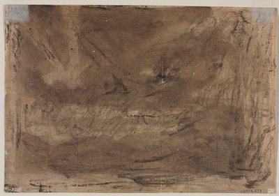 ¿Estudio de composición (posiblemente para "El diluvio de Poussin") (verso), c. 1816 (aguada parda y lápiz negro) de Theodore Gericault
