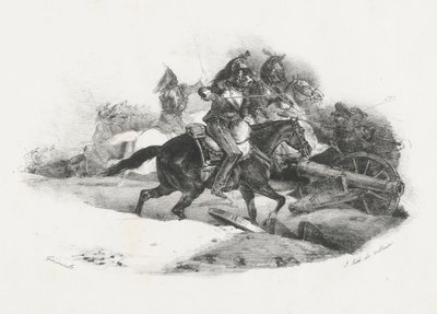 Coraceros cargando contra una batería de artillería (Cuirassiers Charging An Artillery Battery) de Theodore Gericault