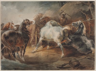Caballos luchando, c.1820 de Theodore Gericault