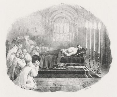 Guillermo el Conquistador, trasladado tras su muerte a la iglesia de Boscherville (William the Conqueror Lying in State at the Church of the Abbey St. Georges de Boscherville) de Theodore Gericault