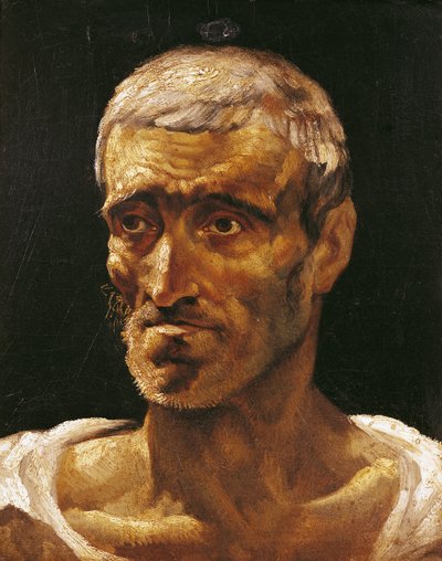 Cabeza de un náufrago, estudio para la Balsa de la Medusa, 1817-19 de Theodore Gericault