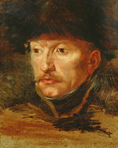 Cabeza de un jinete (retrato del teniente Dieudonné), c.1812 de Theodore Gericault