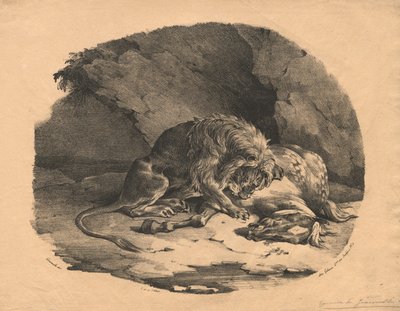 Caballo devorado por un león, 1823 de Theodore Gericault