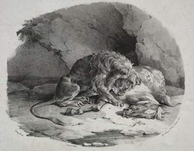 Caballo devorado por un león, 1823 de Theodore Gericault