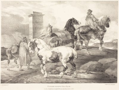 Caballos de camino a una feria de Theodore Gericault
