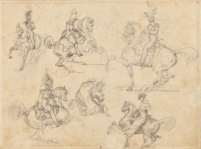 Caballos y jinetes (anverso); Caballos (reverso) de Theodore Gericault