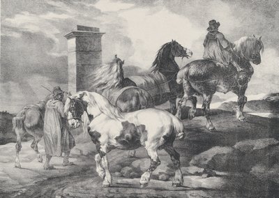 Caballos yendo a una feria, 1821 de Theodore Gericault