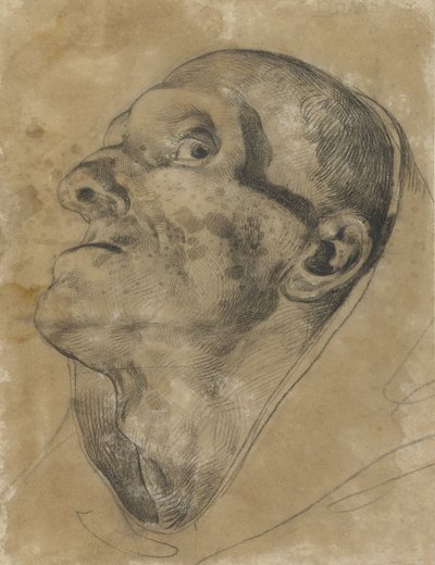 Cabeza de un hombre que mira, con la mirada hacia abajo de Theodore Gericault