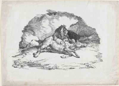 León devorando un caballo de Theodore Gericault