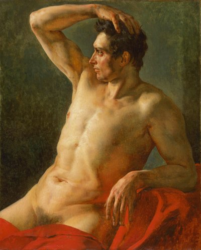 Torso masculino de perfil, brazo derecho levantado de Theodore Gericault