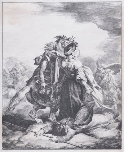 Un mameluco defiende a un trompetista herido de Theodore Gericault