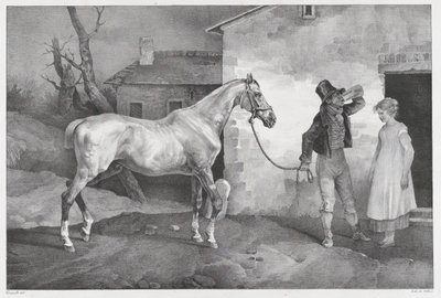 Un caballo viejo a la puerta de una posada de Theodore Gericault