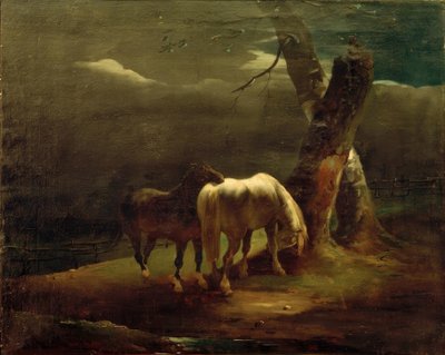 Caballos en el prado de Theodore Gericault