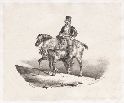 Cartero o Dos caballos enganchados, 1823 de Theodore Gericault