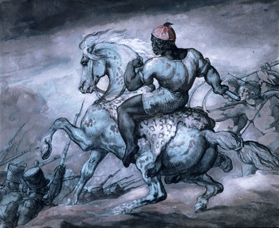 Escena de la guerra colonial: Un negro en un caballo encabritado de Theodore Gericault