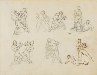 Siete bocetos de parejas de boxeadores de Theodore Gericault