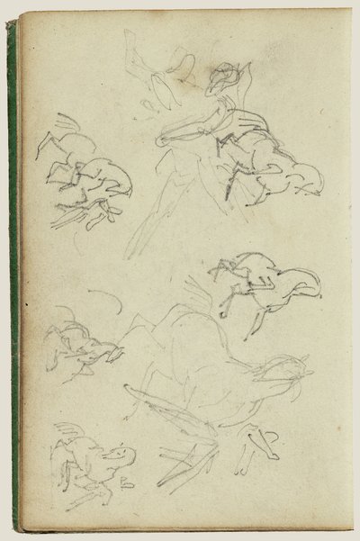 Seis estudios para el hombre al lado de un caballo encabritado de Theodore Gericault
