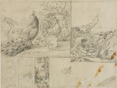 Bocetos de composiciones decorativas de paisajes y animales de Theodore Gericault