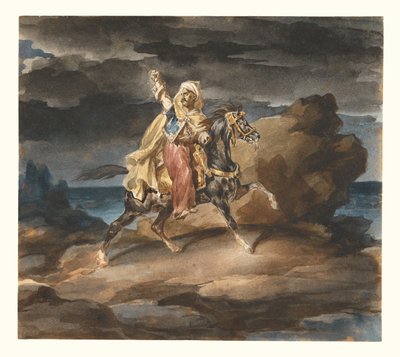 El Giaour (Un cuento turco) c.1822-23 (acuarela sobre grafito) de Theodore Gericault