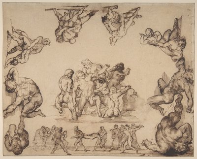 El rescate de un ahogado (anverso); Estudio de un caballo (reverso) de Theodore Gericault
