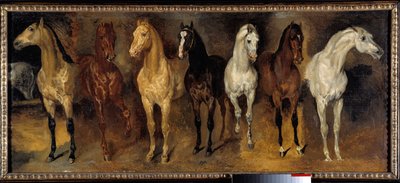 Los pechos Siete caballos de frente de Theodore Gericault