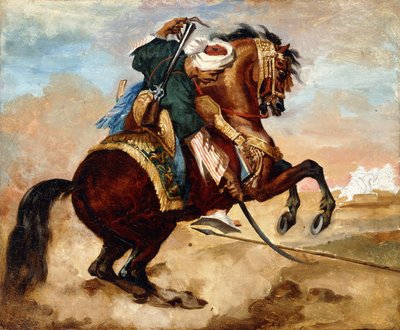 Turco montando un caballo alazán marrón, c.1810 de Theodore Gericault