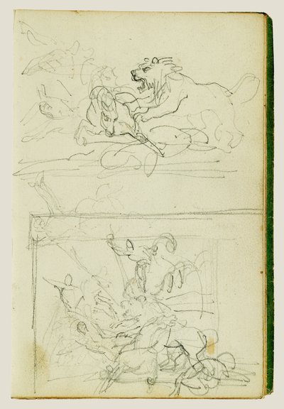 Dos estudios compositivos de una caza de leones de Theodore Gericault