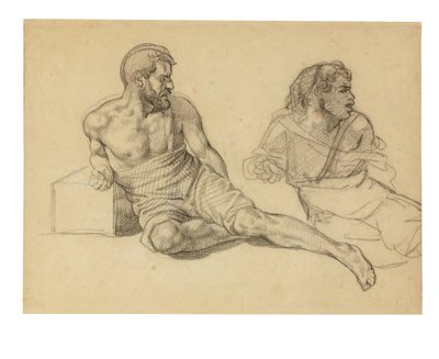 Dos estudios para la figura sentada al pie del mástil de Theodore Gericault